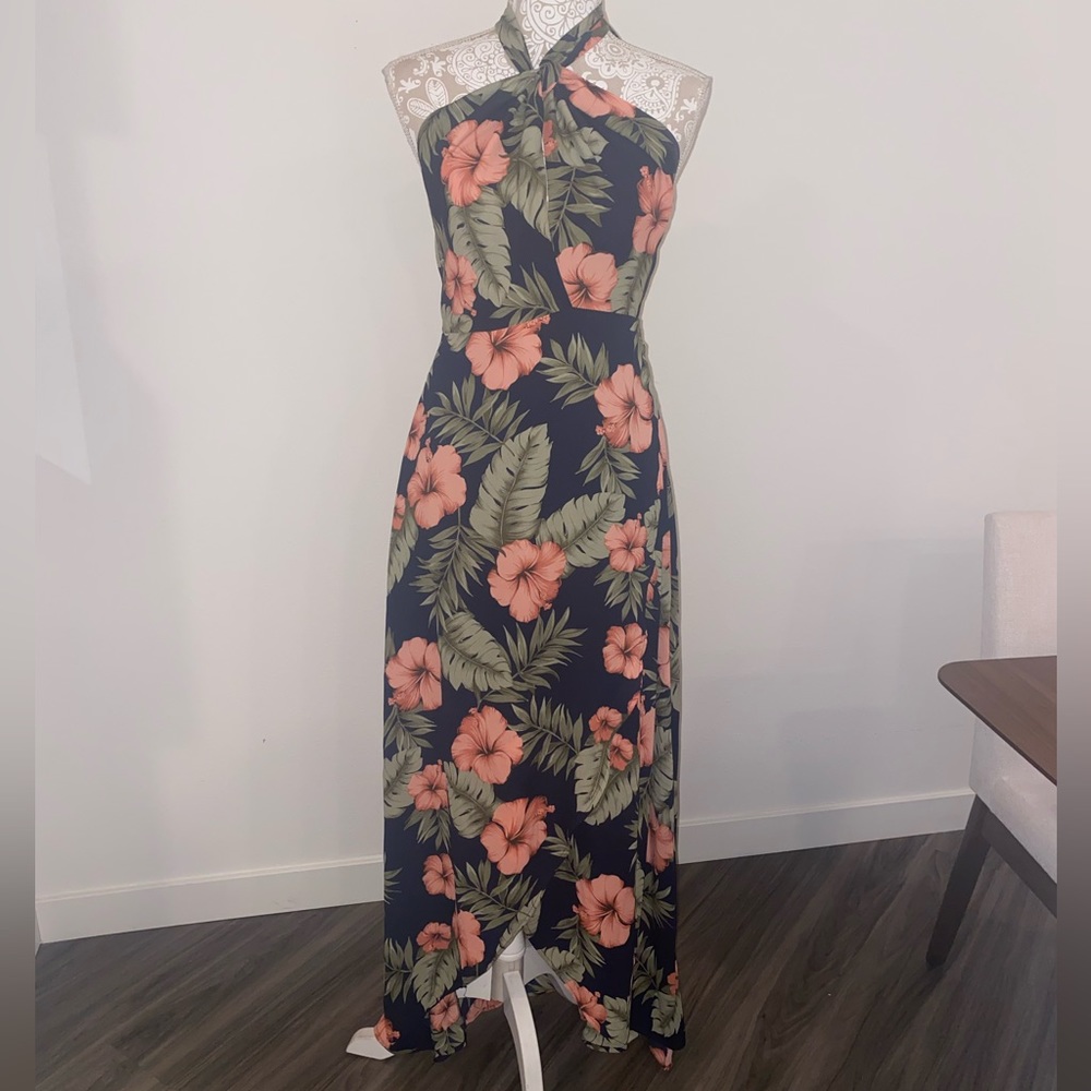 Navy Blue Tropical Resort Dress